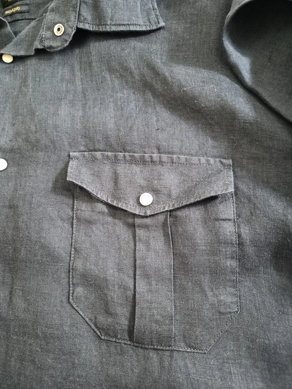 Doppelgänger Linen Western Shirt Black XXL Coastal Cowboy Italy Southern Cruise - Picture 11 of 12